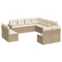 Set de sofás de jardín 11pzas con cojines ratán sintético beige de , Sofás modulares de exterior - Ref: Foro24-3251465, Preci...