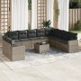 11-teiliges Gartensofa-Set und graue synthetische Rattankissen von , Modulare Sofas für den Außenbereich - Ref: Foro24-325151...