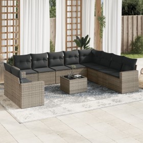 Set de sofás de jardín 11 pzas y cojines ratán sintético gris de , Sofás modulares de exterior - Ref: Foro24-3251517, Precio:...