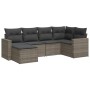 6-teiliges Gartenmöbel-Set und graue synthetische Rattankissen von , Modulare Sofas für den Außenbereich - Ref: Foro24-325159...