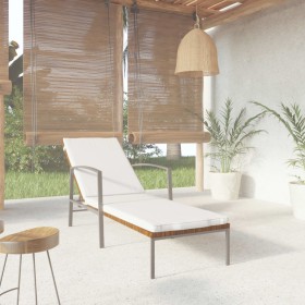 Garden lounger with brown synthetic rattan cushion by , Loungers - Ref: Foro24-317640, Price: 95,99 €, Discount: %