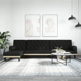 L-förmiges Schlafsofa aus schwarzem Stoff, 260 x 140 x 70 cm von , Sofas - Ref: Foro24-3157274, Preis: 394,99 €, Rabatt: %