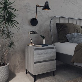 Bedside table with Sonoma grey metal legs 40x35x50 cm by vidaXL, Nightstands - Ref: Foro24-813130, Price: 67,35 €, Discount: %