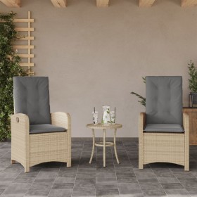 Garden recliners and beige mix cushions 2 units PE rattan by , Garden chairs - Ref: Foro24-365173, Price: 265,99 €, Discount: %