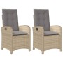 Sillones reclinables jardín y cojines beige mix 2 uds ratán PE de , Sillas de jardín - Ref: Foro24-365173, Precio: 264,72 €, ...