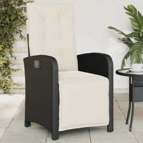 Sillón reclinable de jardín con reposapiés ratán PE negro de , Sillas de jardín - Ref: Foro24-365184, Precio: 143,65 €, Descu...