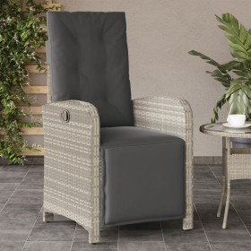 Sillón reclinable de jardín con reposapiés ratán PE gris claro de , Sillas de jardín - Ref: Foro24-365190, Precio: 166,99 €, ...