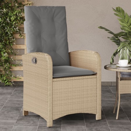 Garden recliner with mixed beige PE rattan cushions by , Garden chairs - Ref: Foro24-365165, Price: 122,57 €, Discount: %