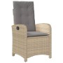 Garden recliner with mixed beige PE rattan cushions by , Garden chairs - Ref: Foro24-365165, Price: 122,57 €, Discount: %