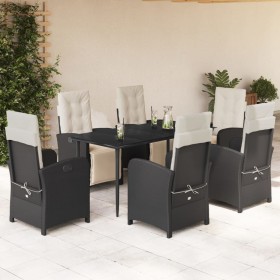 7-teiliges Garten-Essset und schwarze Kissen aus synthetischem Rattan von , Gartensets - Ref: Foro24-3212518, Preis: 941,99 €...