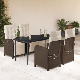 Set comedor de jardín 5 piezas y cojines ratán sintético marrón de , Conjuntos de jardín - Ref: Foro24-3212545, Precio: 692,9...