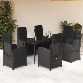 7-teiliges Garten-Essset und schwarze Kissen aus synthetischem Rattan von , Gartensets - Ref: Foro24-3212532, Preis: 966,26 €...