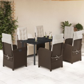 Set comedor de jardín 7 pzas con cojines ratán sintético marrón de , Conjuntos de jardín - Ref: Foro24-3212553, Precio: 1,00 ...