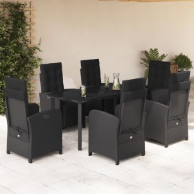 7-teiliges Garten-Essset und schwarze Kissen aus synthetischem Rattan von , Gartensets - Ref: Foro24-3212539, Preis: 1,00 €, ...