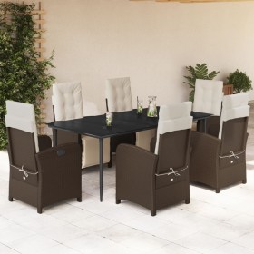 Set comedor de jardín 7 pzas con cojines ratán sintético marrón de , Conjuntos de jardín - Ref: Foro24-3212547, Precio: 1,00 ...