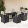 Set de comedor de jardín 7 pzas y cojines ratán sintético negro de , Conjuntos de jardín - Ref: Foro24-3212526, Precio: 1,00 ...