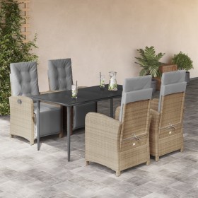 5-teiliges Garten-Essset mit beigen Kissen aus synthetischem Rattan von , Gartensets - Ref: Foro24-3212587, Preis: 899,99 €, ...