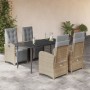 5-teiliges Garten-Essset mit beigen Kissen aus synthetischem Rattan von , Gartensets - Ref: Foro24-3212587, Preis: 764,33 €, ...