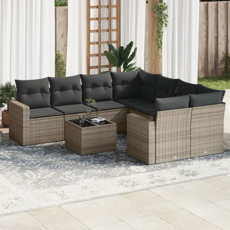 Set de muebles de jardín 9 pzas y cojines ratán sintético gris de , Sofás modulares de exterior - Ref: Foro24-3251097, Precio...