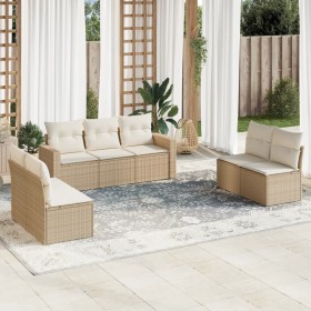 Set sofás de jardín 7 piezas y cojines ratán sintético beige de , Sofás modulares de exterior - Ref: Foro24-3251165, Precio: ...