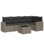 6-teiliges Gartenmöbel-Set und graue synthetische Rattankissen von , Modulare Sofas für den Außenbereich - Ref: Foro24-325127...