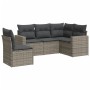 Gartensofa-Set mit Kissen, 5-teilig, graues synthetisches Rattan von , Modulare Sofas für den Außenbereich - Ref: Foro24-3251...