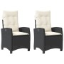 Reclining garden armchairs with 2 black synthetic rattan cushions by , Garden chairs - Ref: Foro24-365216, Price: 236,02 €, D...