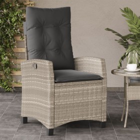 Reclining garden armchair with light gray PE rattan cushions by , Garden chairs - Ref: Foro24-365214, Price: 170,99 €, Discou...