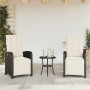 Table and chairs with cushions 3 pieces black synthetic rattan by , Garden sets - Ref: Foro24-365200, Price: 324,33 €, Discou...