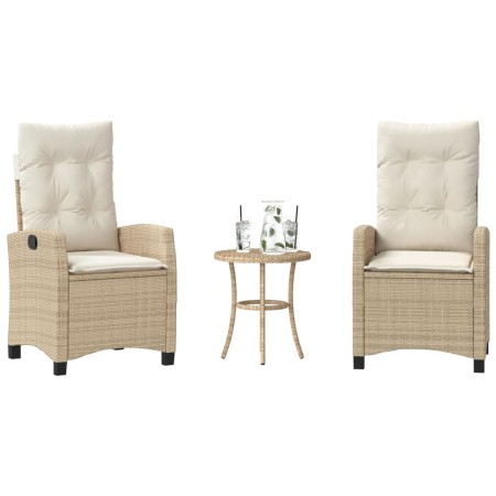 Garden chairs and table 3 pieces synthetic rattan beige cushion by , Garden sets - Ref: Foro24-365228, Price: 340,07 €, Disco...