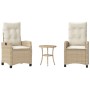 Garden chairs and table 3 pieces synthetic rattan beige cushion by , Garden sets - Ref: Foro24-365228, Price: 340,07 €, Disco...