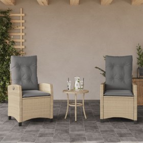 Sillones reclinables jardín y cojines beige mix 2 uds ratán PE de , Sillas de jardín - Ref: Foro24-365221, Precio: 247,99 €, ...