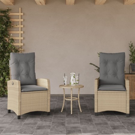 Reclining garden armchairs and beige mix cushions 2 units PE rattan by , Garden chairs - Ref: Foro24-365221, Price: 247,77 €,...