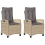 Reclining garden armchairs and beige mix cushions 2 units PE rattan by , Garden chairs - Ref: Foro24-365221, Price: 247,77 €,...