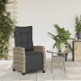 Garden reclining chair with gray synthetic rattan footrest by , Garden chairs - Ref: Foro24-365235, Price: 146,75 €, Discount: %