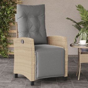 Gartensessel mit Fußstütze PE Rattan beige meliert von , Gartenstühle - Ref: Foro24-365237, Preis: 182,99 €, Rabatt: %