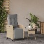 Garden reclining armchair with beige mixed PE rattan footrest by , Garden chairs - Ref: Foro24-365237, Price: 181,86 €, Disco...