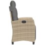 Garden reclining armchair with beige mixed PE rattan footrest by , Garden chairs - Ref: Foro24-365237, Price: 181,86 €, Disco...