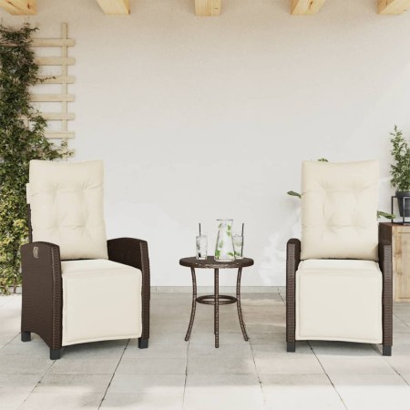 Reclining garden armchairs and 2 brown PE rattan footrests by , Garden chairs - Ref: Foro24-365242, Price: 269,96 €, Discount: %