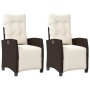 Reclining garden armchairs and 2 brown PE rattan footrests by , Garden chairs - Ref: Foro24-365242, Price: 269,96 €, Discount: %