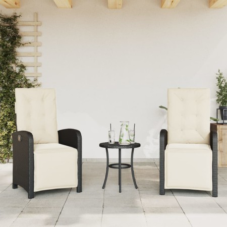 Sillones reclinables jardín con reposapiés 2 uds ratán PE negro de , Sillas de jardín - Ref: Foro24-365192, Precio: 266,72 €,...