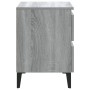 Mesita de noche con patas de metal gris Sonoma 40x35x50 cm de vidaXL, Mesitas de noche - Ref: Foro24-813130, Precio: 67,35 €,...