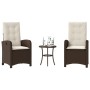 Garden chairs and table with cushions 3 pieces brown PE rattan by , Garden sets - Ref: Foro24-365178, Price: 316,75 €, Discou...