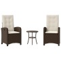 Garden chairs and table with cushions 3 pieces brown PE rattan by , Garden sets - Ref: Foro24-365178, Price: 316,75 €, Discou...