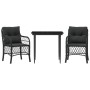 Small table and chairs with 3 black synthetic rattan cushions. by , Garden sets - Ref: Foro24-3212096, Price: 304,28 €, Disco...