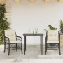 Small table and chairs with 3 black synthetic rattan cushions. by , Garden sets - Ref: Foro24-3212082, Price: 312,52 €, Disco...