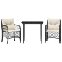 Small table and chairs with 3 black synthetic rattan cushions. by , Garden sets - Ref: Foro24-3212082, Price: 312,52 €, Disco...