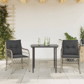 3-teilige Gartenstühle aus synthetischem Rattan und Tisch graues Kissen von , Gartensets - Ref: Foro24-3212166, Preis: 288,99...