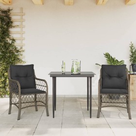 Gartenstühle und Tisch mit Kissen 3 Stück PE Rattangrau von , Gartensets - Ref: Foro24-3212124, Preis: 295,99 €, Rabatt: %