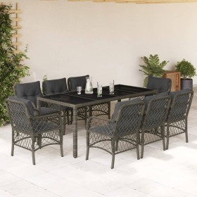 Garden dining set 9 pieces and gray synthetic rattan cushions by , Garden sets - Ref: Foro24-3212035, Price: 955,25 €, Discou...